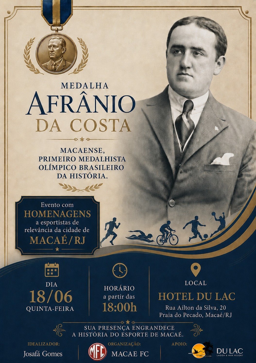 Macaé homenageia destaques do esporte com a entrega da Medalha Afrânio da Costa